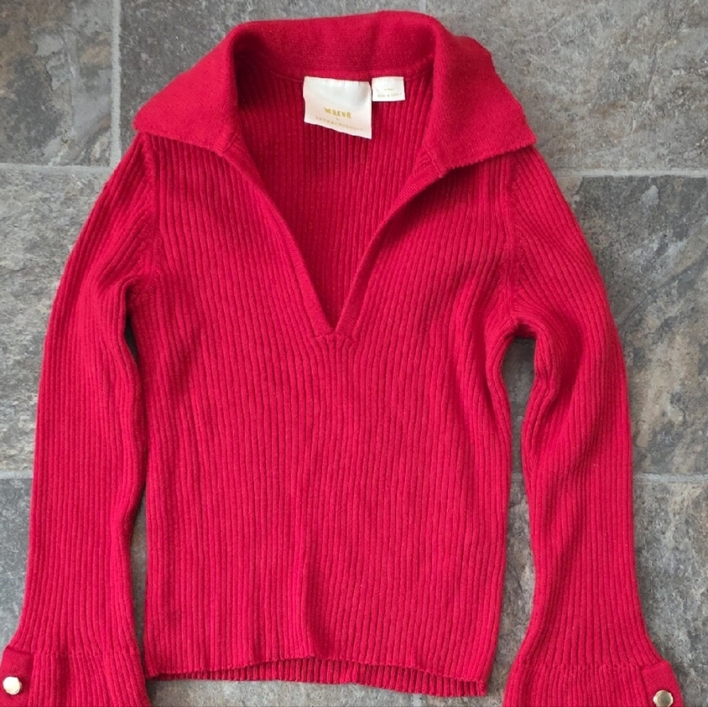 Red V Neck Sweater Maeve By Anthropologie